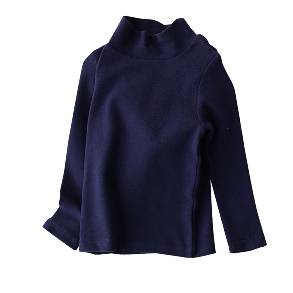 AIMAOMI Little & Big Kids Soft Cotton Long Sleeve Mock Turtleneck Shirts Girls Turtleneck Long Sleeve (Navy, 5-6 Years)