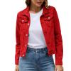 Shopping Long Jackets For Women Winter Coats For Women 2023 Trendy Denim Cotton Jacket With Pockets Denim Jacket Coat (Red, L) Placed Recently By Me view 1