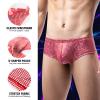 GENEMEN Mens Sequin Underwear Briefs Sexy Panties Nightclub Party Underpants (Red, XL) view 4