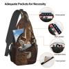 DJUETRUI Sling Bag for Women Men Chest Bag Sling Backpack Deer on brown background Crossbody Bag Fanny Pack Daypack for Travel Hiking view 3