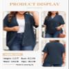 Eytino Womens Plus Size Cardigans V Neck Short Sleeve Front Button Tops Casual Waffle Knit Shirts,2X Navy Blue view 3