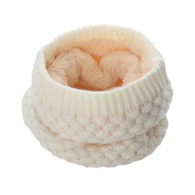 1Pc Winter Warm Brushed Knit Neck Warmer Circle Go Out Wrap Cowl Loop Shawl Outdoor Ski Climbing Scarf For Men Women(White)