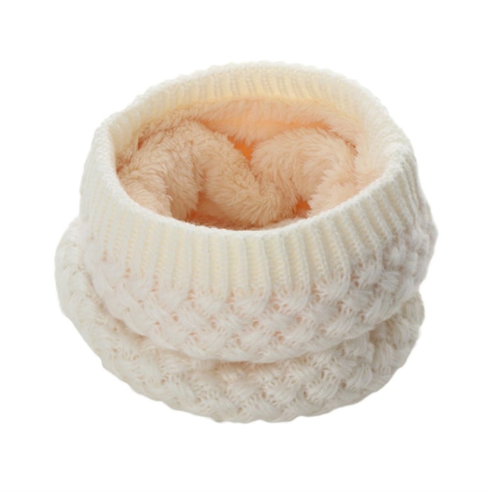 1Pc Winter Warm Brushed Knit Neck Warmer Circle Go Out Wrap Cowl Loop Shawl Outdoor Ski Climbing Scarf For Men Women(White)