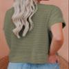 Eytino Womens Plus Size Tops Summer Casual Short Sleeve Waffle Knit Cardigan V Neck Solid Button Up Tops,5X Jungle Green view 2