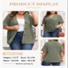Eytino Womens Plus Size Tops Summer Casual Short Sleeve Waffle Knit Cardigan V Neck Solid Button Up Tops,5X Jungle Green view 3