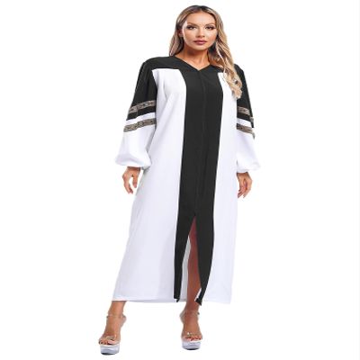 easyforever Women's Choir Robe Halloween Cosplay Theme Party Costume Long Sleeve Color Block Zipper Clergy Gown Black Large