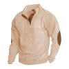 RODYETQQ Mens Crewneck Sweatshirts Warm Long Sleeve Outfits Baggy Sweaters Men's Sweater Elbow Patches Mens Corduroy Casual Stand Collar Sweatshirt Stand Up Collar Sweatshirt Men(4-White,Medium) view 1