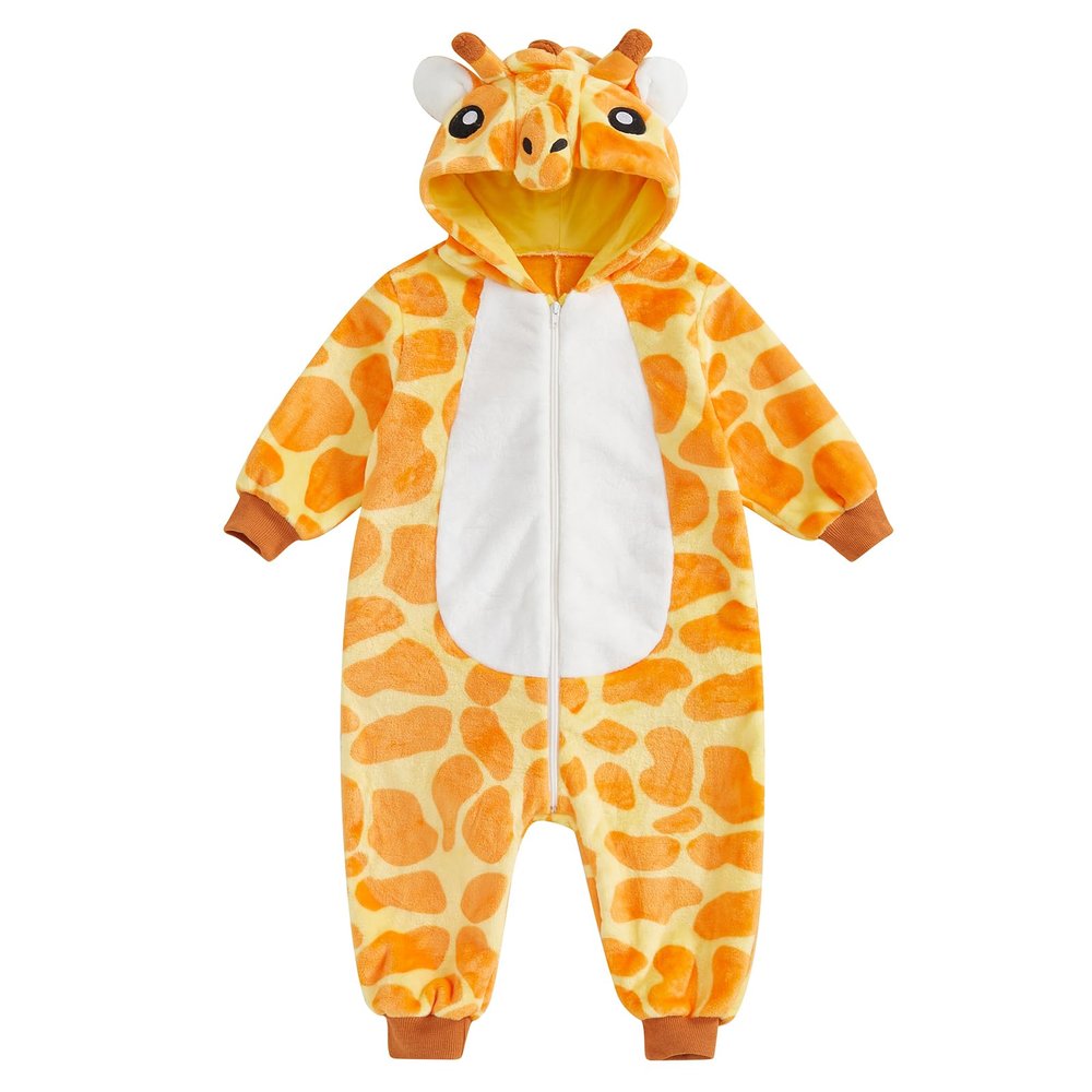 SAYOO Newborn Baby Christmas Snowsuit Animals Fleece Jumpsuit Romper Hooded Winter Snowsuit Clothes One Piece Outwear Coat (Yellow White, 4-5T)