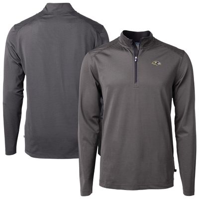 Cutter & Buck Men's Black Baltimore Ravens Virtue Eco Pique Micro Stripe Quarter-Zip Jacket