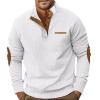 RODYETQQ Sweatshirts for Men Fall Buckle Stand Collar Pullover Quater Button Down Baggy Workout Sweatshirt Long Sleeve Shirts for Men Button Outfits Sweaters(5-White,XX-Large) view 1