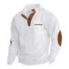 RODYETQQ Sweatshirts for Men Fall Buckle Stand Collar Pullover Quater Button Down Baggy Workout Sweatshirt Long Sleeve Shirts for Men Button Outfits Sweaters(5-White,XX-Large) view 3