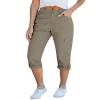 GRAPENT 2025 Summer Pull On Cotton Capri Pants for Women High Waisted Relaxed Fit Elastic Knit Waist Casual Capris Trousers Cropped Pants Dusty Olive Color X-Large Size 16 to 18 view 1