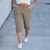 GRAPENT 2025 Summer Pull On Cotton Capri Pants for Women High Waisted Relaxed Fit Elastic Knit Waist Casual Capris Trousers Cropped Pants Dusty Olive Color X-Large Size 16 to 18 view 2