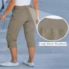 GRAPENT 2025 Summer Pull On Cotton Capri Pants for Women High Waisted Relaxed Fit Elastic Knit Waist Casual Capris Trousers Cropped Pants Dusty Olive Color X-Large Size 16 to 18 view 4