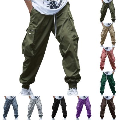 Muscularfit Mens Athletic Pants Loose Fit Multi Pockets Drawstring Sweatpants Causal Fashion Solid Elastic Waist Hiking Pant Men Business Casual Pants Army Green L