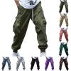 Muscularfit Mens Athletic Pants Loose Fit Multi Pockets Drawstring Sweatpants Causal Fashion Solid Elastic Waist Hiking Pant Men Business Casual Pants Army Green L view 1
