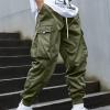 Muscularfit Mens Athletic Pants Loose Fit Multi Pockets Drawstring Sweatpants Causal Fashion Solid Elastic Waist Hiking Pant Men Business Casual Pants Army Green L view 2