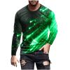 Shooting Star Print Shirts for Men Long Sleeve Crewneck Patchwork T-Shirts Sports Athletic Tees Workout Tops Green view 1
