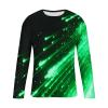 Shooting Star Print Shirts for Men Long Sleeve Crewneck Patchwork T-Shirts Sports Athletic Tees Workout Tops Green view 3