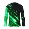 Shooting Star Print Shirts for Men Long Sleeve Crewneck Patchwork T-Shirts Sports Athletic Tees Workout Tops Green view 4