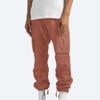 Muscularfit Cargo Pants for Men Big and Tall Elastic Waist Cotton Sweatpants Causal Solid Multi Pockets Joggers Athletic Pant Prime of Day Deals Today 2024 Men Mens Jogging Pants Watermelon Red L view 2