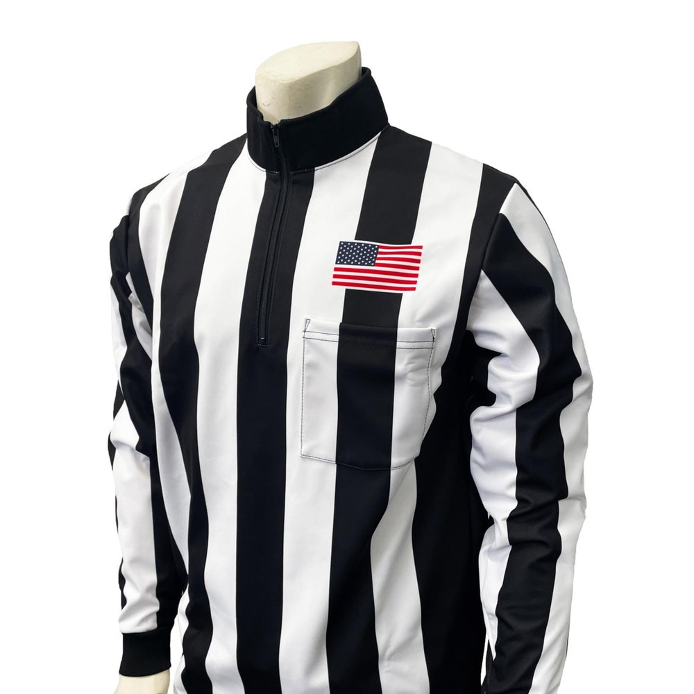 Smitty | USA-129 | 2 1/4" Stripes | Cold Weather Water Resistant 3-Layer Football Long Sleeve Shirt | USA Flag (Small)