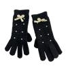 Female Winter Gloves Warm Lined Touch Screen Driving Gloves Knit Pearl Bow Split Finger Gloves Student Riding Gloves(black) view 1