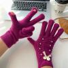 Female Winter Gloves Warm Lined Touch Screen Driving Gloves Knit Pearl Bow Split Finger Gloves Student Riding Gloves(black) view 3