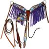 EQUIEMPRESS Horse Western One Ear Leather Hand Tooled Headstall and Breast Collar Set with Reins. /Size-Full,Cob A-018 (Pink, Cob) view 3