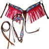 EQUIEMPRESS Horse Western One Ear Leather Hand Tooled Headstall and Breast Collar Set with Reins. /Size-Full,Cob A-018 (Pink, Cob) view 4