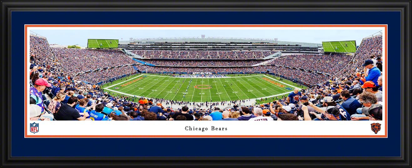 Chicago Bears - Double Mat, Deluxe Framed Picture by Blakeway Panoramas (44"W x 18"H)