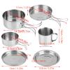 Acouto 8 - Piece Stainless Steel BBQ Bowl Camping Cookware Picnic Portable Outdoor Folding Pot Set Camping Cookware Set Foldable Outdoor Cookware view 3