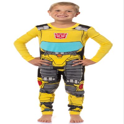 INTIMO Transformers Pajama Set Boy's 2 Piece Sleepwear Bumblebee Character Tight Fit Long Sleeve Loungewear (Bumblebee, 10)