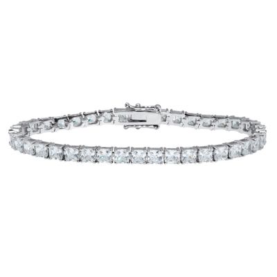 Palm Beach Jewelry 14.80 TCW Princess Cut Cubic Zirconia Silvertone Tennis Bracelet 7-inch