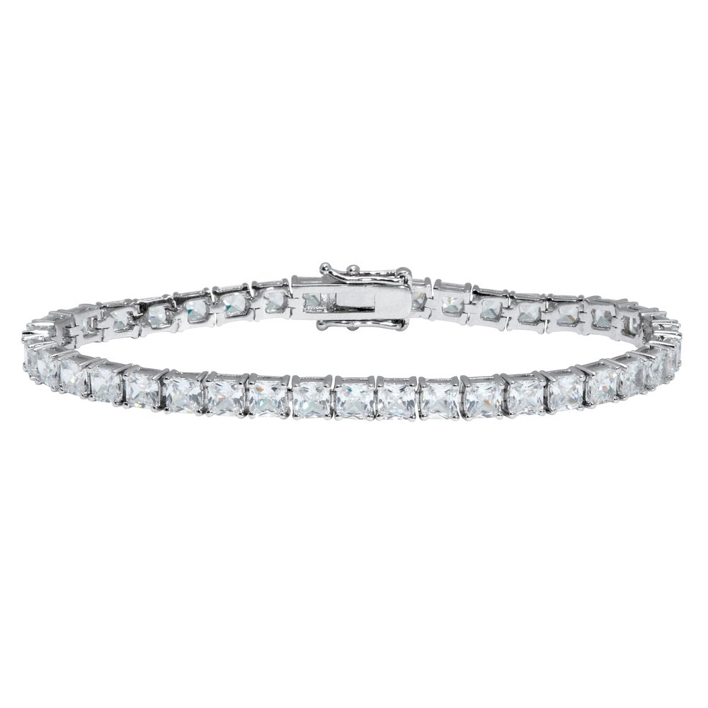 Palm Beach Jewelry 14.80 TCW Princess Cut Cubic Zirconia Silvertone Tennis Bracelet 7-inch