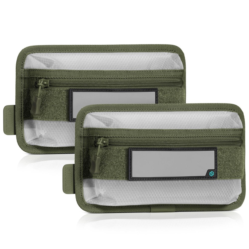 Savior Equipment Core Tactical Mesh Zipper Pouch, 9" x 5" Modular EDC Tool Organizer w/Writable ID Patches, 2-Pack, Green