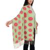 DRTGEDS Watermelon Green Cashmere Scarf Wrap Shawl,Scarf For Women Cashmere Neck Scarf Winter Scarf Fall Classic Warm view 4