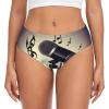 NOUZU Microphone With Music Note Print Women'S Underwear Soft Underpants High Waist Breathable Briefs Ladies Stretch Panties Black view 1