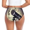 NOUZU Microphone With Music Note Print Women'S Underwear Soft Underpants High Waist Breathable Briefs Ladies Stretch Panties Black view 2