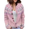 Akivide Women's Fall Cute Floral Print Open Front Knit Cardigan Sweater Winter Casual Loose Button Down Long Sleeve Coat