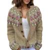 Akivide Women's Fall Cute Floral Print Open Front Knit Cardigan Sweater Winter Casual Loose Button Down Long Sleeve Coat view 1