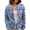 Akivide Women's Fall Cute Floral Print Open Front Knit Cardigan Sweater Winter Casual Loose Button Down Long Sleeve Coat view 1