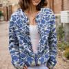Akivide Women's Fall Cute Floral Print Open Front Knit Cardigan Sweater Winter Casual Loose Button Down Long Sleeve Coat view 2