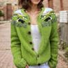 Akivide Women's Fall Cute Floral Print Open Front Knit Cardigan Sweater Winter Casual Loose Button Down Long Sleeve Coat view 2