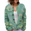 Akivide Women's Fall Cute Floral Print Open Front Knit Cardigan Sweater Winter Casual Loose Button Down Long Sleeve Coat