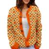 Akivide Women's Fall Cute Floral Print Open Front Knit Cardigan Sweater Winter Casual Loose Button Down Long Sleeve Coat view 1