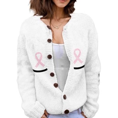 Akivide Women's Fall Cute Floral Print Open Front Knit Cardigan Sweater Winter Casual Loose Button Down Long Sleeve Coat