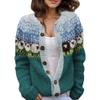 Akivide Women's Fall Cute Floral Print Open Front Knit Cardigan Sweater Winter Casual Loose Button Down Long Sleeve Coat view 1