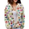 Akivide Women's Fall Cute Floral Print Open Front Knit Cardigan Sweater Winter Casual Loose Button Down Long Sleeve Coat