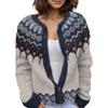 Akivide Women's Fall Cute Floral Print Open Front Knit Cardigan Sweater Winter Casual Loose Button Down Long Sleeve Coat